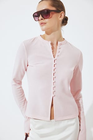 Light Pink Front Button Top