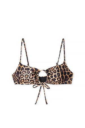 Leopard Bikinitopp med snörning fram
