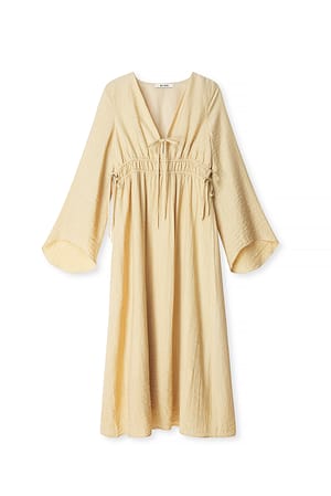 Yellow Tie Front Kaftan Dress