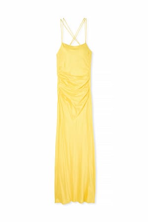Yellow Front Ruched Maxi Dress