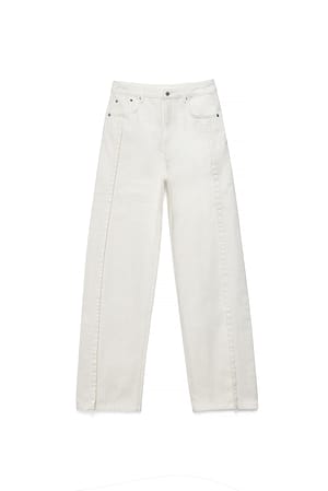 White Low Waist Front Seam Detail Denim