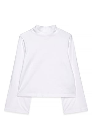 White Funnel Neck Heavy Top