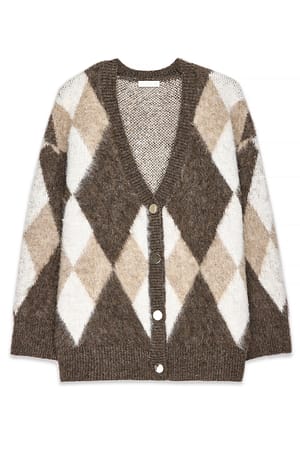 Brown/Beige Cardigan mit Knopfleiste und Fuzzycuffs