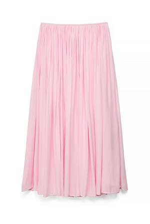 Pink Gathered Volume Maxi Skirt