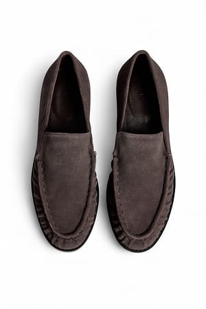 Brown Mocasines de ante con detalle fruncido