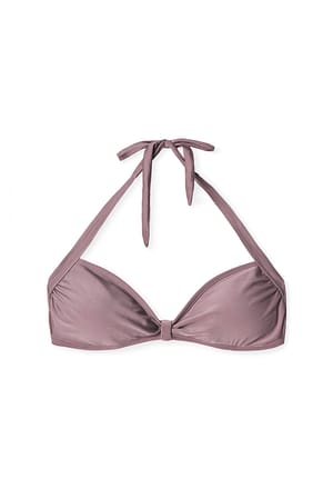 Beige Neckholder-Bikini-Oberteil