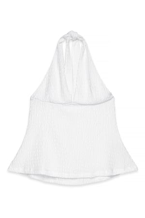 White Halterneck Detail Top