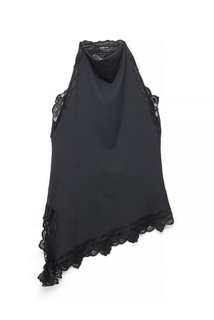 Black Halterneck Lace Top