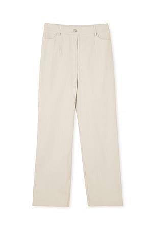 Beige/White Stripe Heavy Mid Waist Stirped Pants