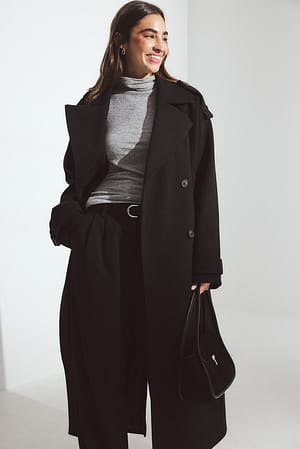 Black Oversized trenchjas