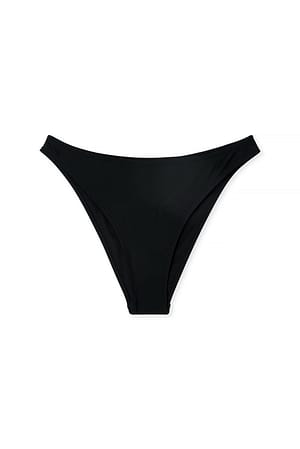 Black/Off White Bikinitrusser med høj udskæring