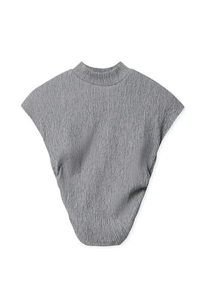 Grey Strukturerad topp med hög hals