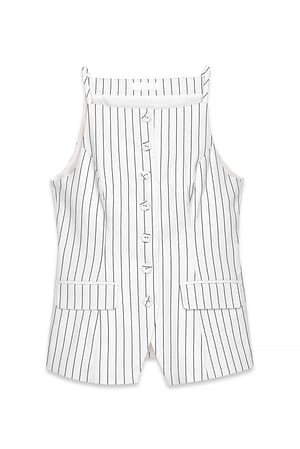 Cream/Black Vesttop med høj hals