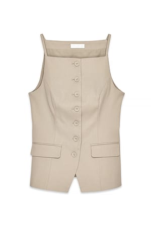 Taupe Vesttop med høj hals