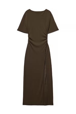 Dark Brown High Slit Dress