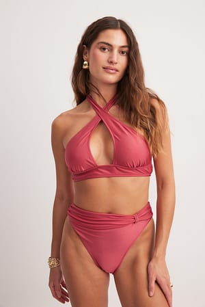 Dark Red Bikinitrusser med høj talje