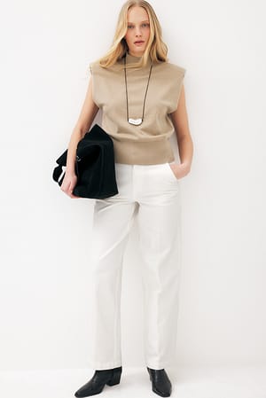White Jean taille haute à plis
