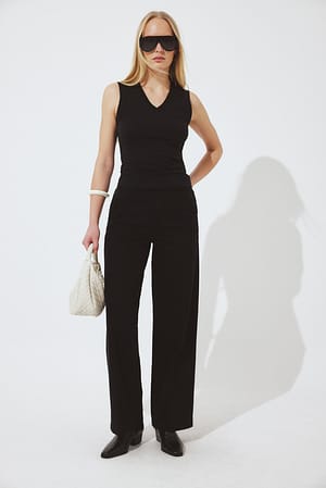 Black Jean taille haute à plis