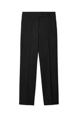 Black Gerade geschnittene Melange-Anzughose mit hoher Taille