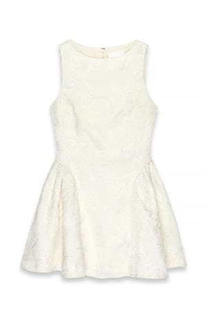 Cream Jacquard Sequin Ruched Hip Mini Dress