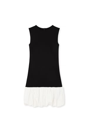 Black Minikjole i jersey med puffermer