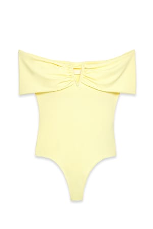 Light Yellow Body en jersey à col en V profond