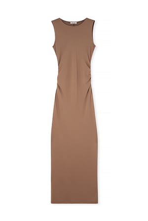 Taupe Jersey Sleeveless Maxi Dress