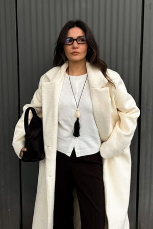 Offwhite Cardigan en maille fine