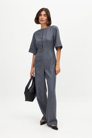 Grey Kurzärmeliger Jumpsuit
