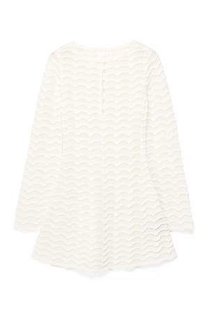Offwhite langärmeliges Strick-Minikleid