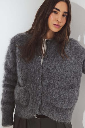 Mid Grey Strikkecardigan i alpakkaMiks