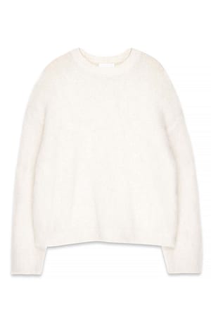Offwhite Oversize-Strickpullover aus Alpakamischung