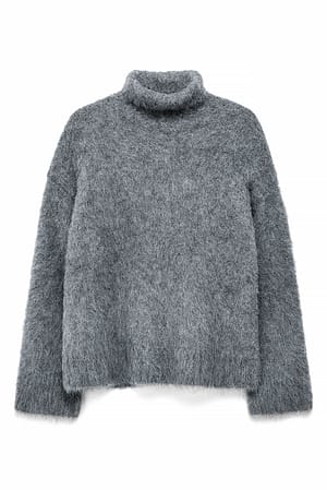 Mid Grey Knitted Alpaca Blend Turtleneck Sweater