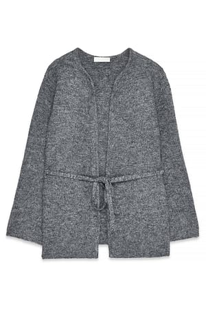 Mid Greymelange Knitted Belt Cardigan
