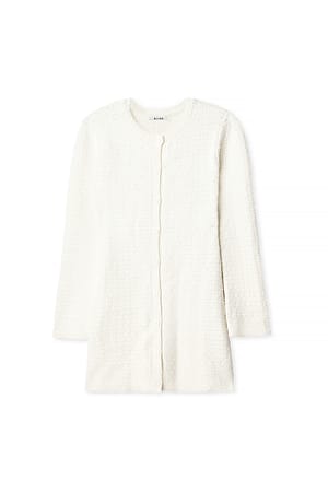 Offwhite Knitted Button Mini Dress