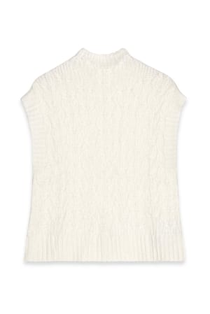 White Kabelgebreide gilet