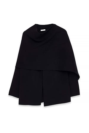Black Knitted Cape Cardigan