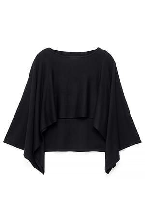 Black Gestricktes Cape Top