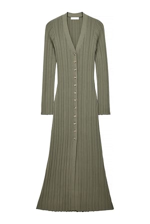 Khaki Green Midikleid aus Strickjacke