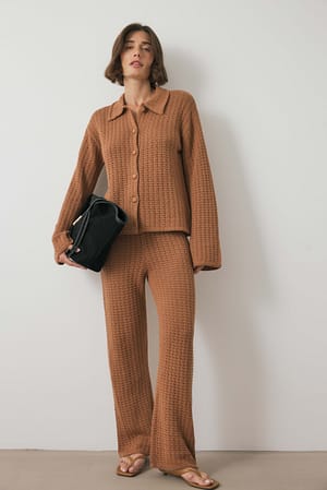 Brown Knitted Crochet Trousers