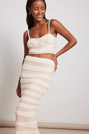 Beige Stickad singlet med korsettdetalj