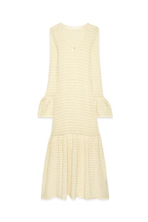 Offwhite Knitted Crochet Maxi Dress