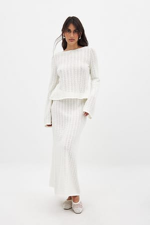 White Gebreide gehaakte midirok