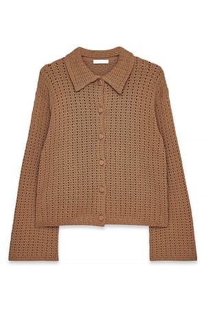 Brown Häkelstrick-Shirt
