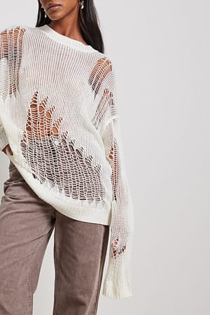 Offwhite Jersey de punto desgastado
