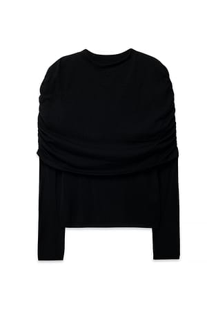 Black Strikket topp med drapering