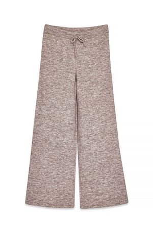 Beige Melange Pantalon en maille à cordon de serrage
