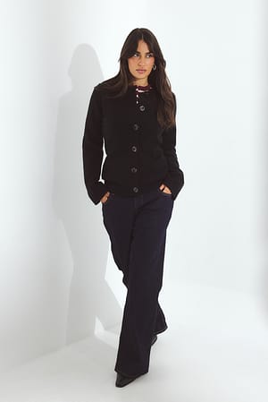 Black Gebreid getailleerd vest