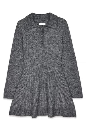 Dark Grey gestricktes Minikleid mit Schlag