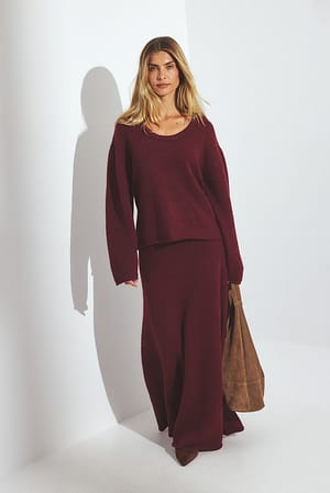 Burgundy Strickmaxirock